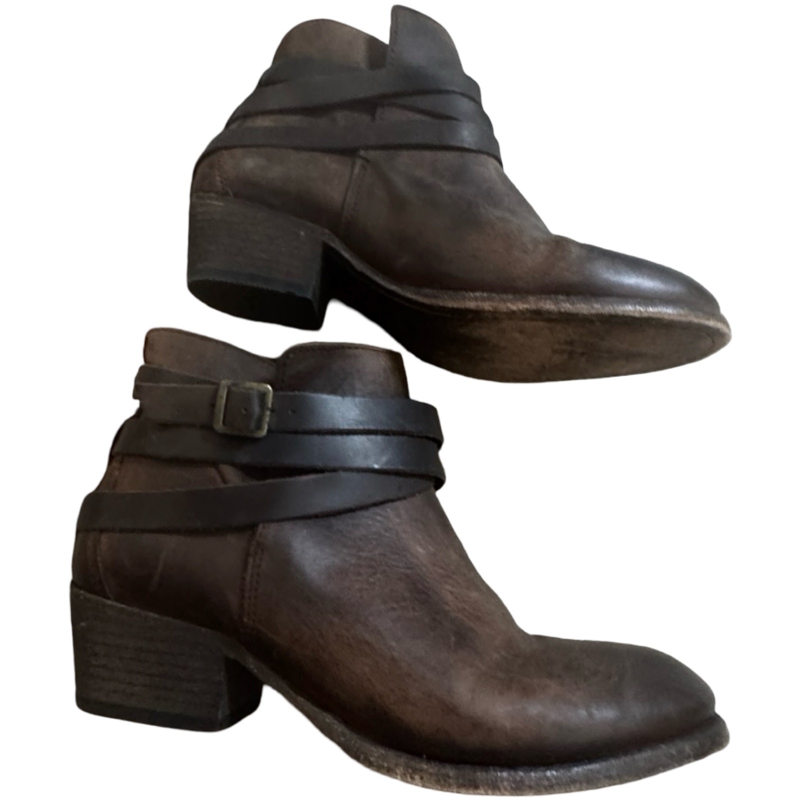 Hudson London Ankle Boots Womens 40 Brown Excellent Leather Wrap Strap Portugal — image 2 of 8